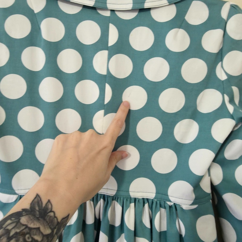 Vintage Y2K Betsey Johnson Polka Dot Coat Dress Sz 2 Coquette Twee Whimsical 90s - Picture 16 of 16